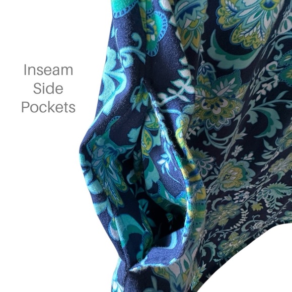 LANDS’ END | NWOT FLORAL COTTON TANK DRESS COVERUP NAVY BLUE & GREEN | MEDIUM - Picture 6 of 10